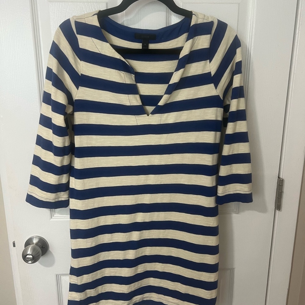 J. Crew Blue and Cream Striped Top